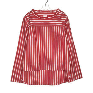 J. Crew Striped Funnel Neck Button Shoulder Top
